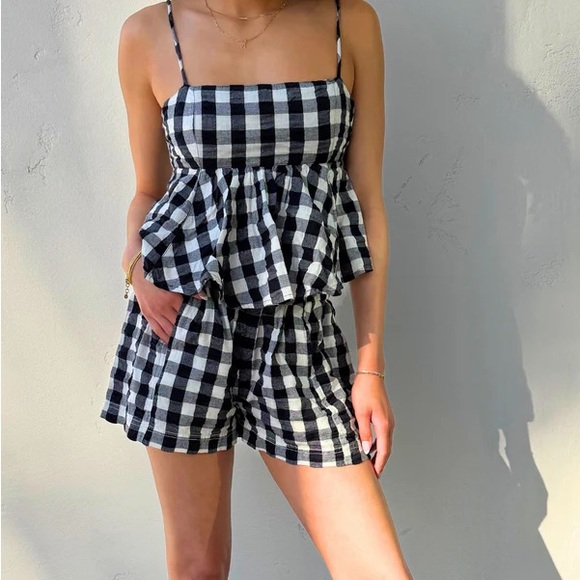 Free People High Waist Black and White Shorts - Picture 3 of 11